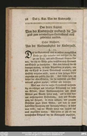 Erster Abschnitt. Von der Nothwendigkeit der Kinderzucht.