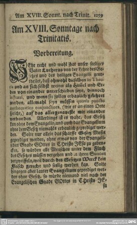 Am XVIII. Sonntage nach Trinitatis