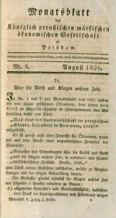 Nr. 8. August 1826.