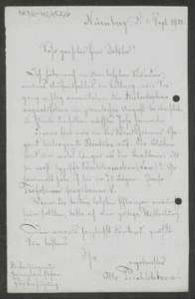 Brief von Otto Prechtelsbauer an Unbekannt