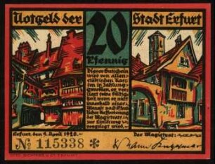 20 Pfennig Notgeld der Stadt Erfurt