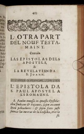 L'Epistola Da S. Paul Apostel A L'S Romauns.