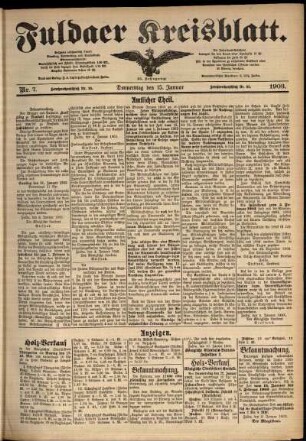 Zweite Ausgabe vom Donnerstag, den 15. Januar 1903.