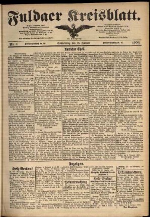 Zweite Ausgabe vom Donnerstag, den 15. Januar 1903.