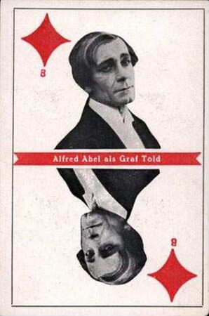 Reklame-Spielkarte. Uco-Film der Decla Bioscop. Alfred Abel als Graf Told.