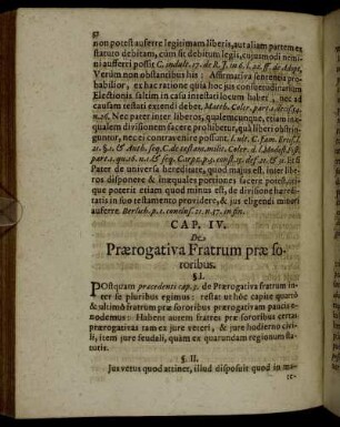 Cap. IV. De Prærogativa Fratrum præ sororibus.