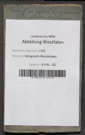 Veräußerung der Grundbesitzungen des Kollegiatstifts Wiedenbrück