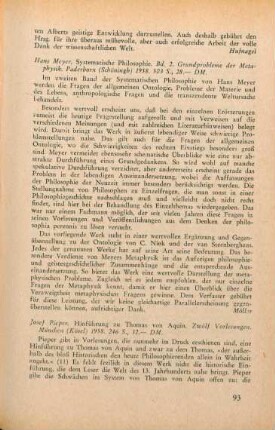 93 [Rezension] Meyer, Hans, Systematische Philosophie