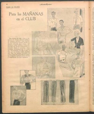 Para las mañanas en el club [Dibujos] : Para la mujer
