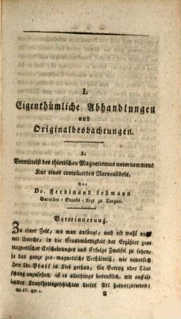 Archiv für den thierischen Magnetismus, 4. 1818