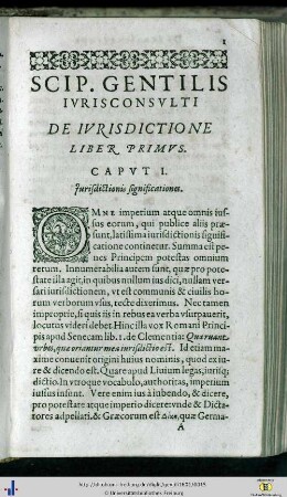 De Jurisdictione Liber Primus.