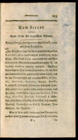Vom Accent oder Vom Tone der englischen Wörter.