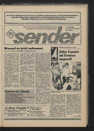 Betriebszeitung 'WF-Sender', Nr.15/1984 (2. Maiausgabe 1984)