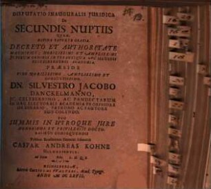 Disp. inaug. iur. de secundis nuptiis