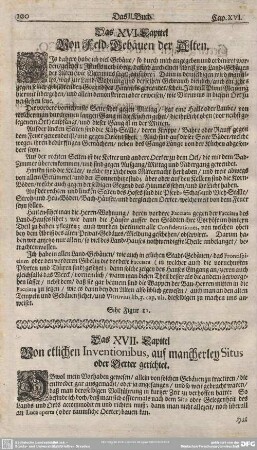 Das XVII. Capitel. Von etlichen Inventionibus, auf mancherley Situs oder Oerter gerichtet.