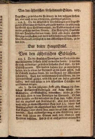 Das dritte HauptStück. Von den ästhetischen Schlüssen.