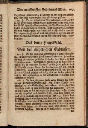 Das dritte HauptStück. Von den ästhetischen Schlüssen.
