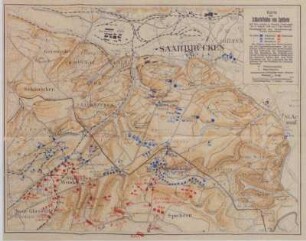 Karte des Schlachtfeldes von Spichern mit den preußischen und französischen Stellungen am 6. August 1870 um 6 Uhr Abends.