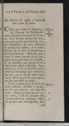 Des Devoirs des enfans à l´égard de leurs peres & meres