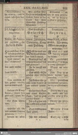 Dialogus Trigesimus. De Novis, de Annonae caritate, de Bello & Peste