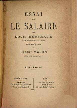 Essai sur le salaire