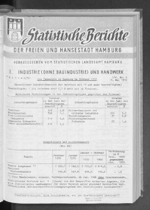 Die Industrie in Hamburg im Februar 1970 : Lfd. Nr. 9