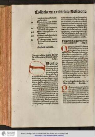 Incipit collatio prima abbatis Nesterotis de spiritali scientia.