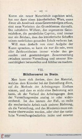VII. Bildhauerei in Stein