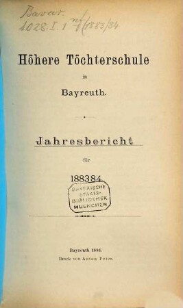 Jahres-Bericht. 1883/84