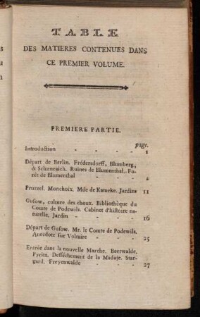 Table Des Matieres Contenues Dans Ce Premier Volume.