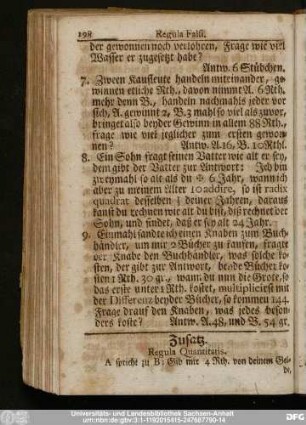 Zusatz. Redula Quantitatis.
