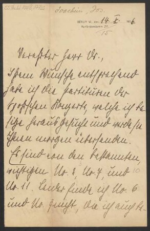 Brief an Karl Klindworth : 14.10.1906