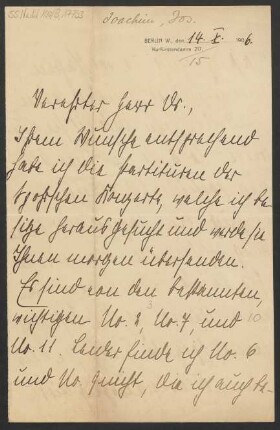 Brief an Karl Klindworth : 14.10.1906