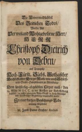 Die Unvermeidlichkeit Des Zeitlichen Todes