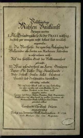 Vollständige Mühlen-Baukunst