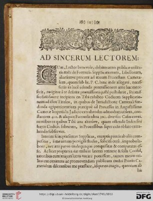 Ad sincerum lectorem