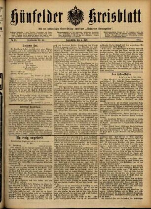 Ausgabe vom Samstag, den 04. Juli 1914.