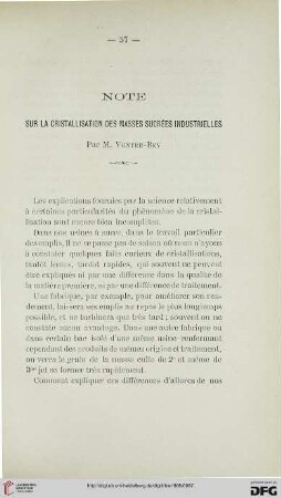2.Ser. 9.1888: Note sur la cristallisation des masses sucrées industrielles