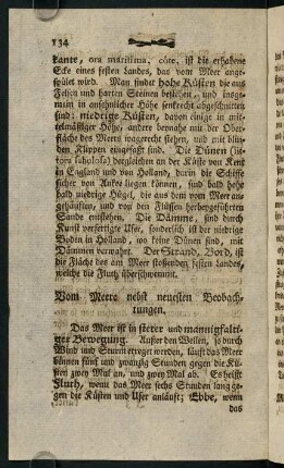 134-143, Vom Meere nebst neuesten Beobachtungen.