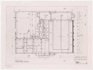 Evangelische Schule, Berlin-Frohnau: Turnhalle, Aula, Grundriss Kellergeschoss ca. 1:100
