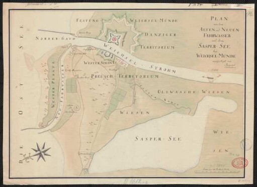 Plan von dem alten und neuen Fahrwasser und dem Sasper-See bey Weichsel-Münde