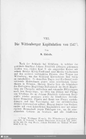 VIII. Die Wittenberger Kapitulation von 1547