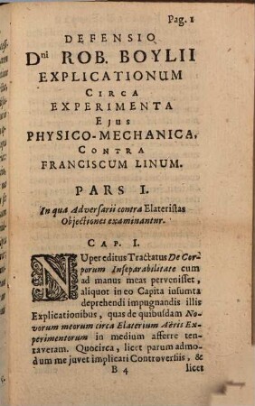 Defensio Doctrinae de Elatere et gravitate Aeris ... adversus Objectiones Francisci Lini