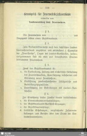 Grundgesetz für Feuerwehrbezirksverbände : entworfen vom Landesausschuß sächs. Feuerwehren