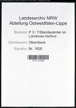 Sterberegister Standesamt Obernbeck