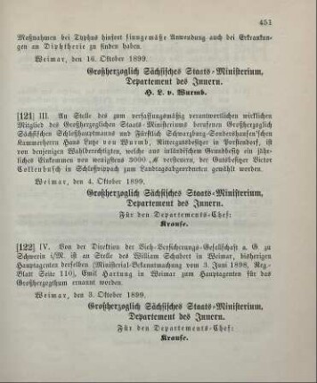121. Ministerial-Bekanntmachung, betreffend Ersatzwahl eines Landesabgeordneten