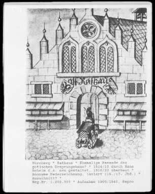 Nürnberg, Rathaus, ehem. Fassade des gotischen Ursprungbaus?