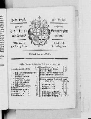 42tes Stück., Ausgabe vom 19. Oktober 1796