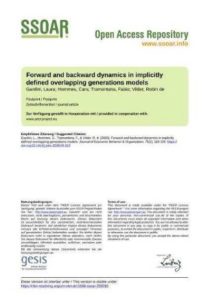 Forward and backward dynamics in implicitly defined overlapping generations models