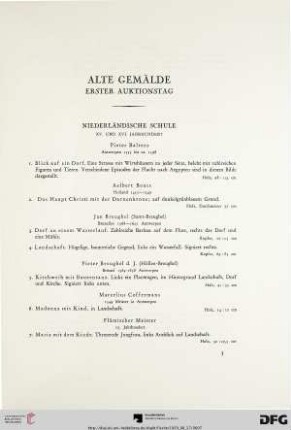 Alte Gemälde. Erster Auktionstag (Nr. 1-215)